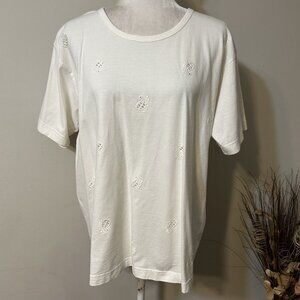 Vtg Original Russ Sport company Women T-shirt Sz L Nautical Embroidery Seashell